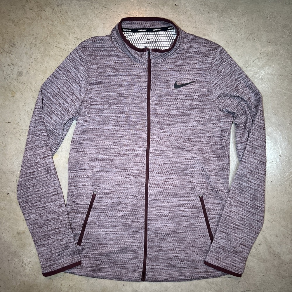 Nike Golf Womens Dri Fit Tech Full Zip Athletic Sweater Wine Burgundy Medium